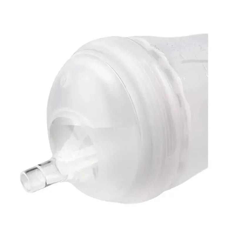 Ola Baby Gentle Bottle with a straw lid, featuring a translucent design and a spout for easy drinking.