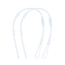 Silicone straps for baby items, featuring two flexible straps in a soft blueberry color, with attachment loops.