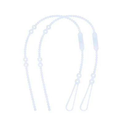 Silicone straps for baby items, featuring two flexible straps in a soft blueberry color, with attachment loops.
