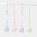 Silicone straps in lilac and pastel colors displayed hanging, featuring loops for easy attachment.