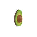 Chewable toy shaped like an avocado, featuring vibrant green and brown colors, designed for babies.