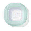 Oxo Tot 12-piece baby food storage container set, featuring a clear base with a light mint green lid.