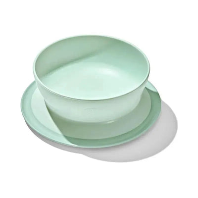 Oxo Stick And Stay Suction Bowl in opal color, featuring a smooth bowl and attached suction base for stability.