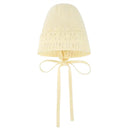 Paz Rodriguez baby girl knit newborn bonnet Bico in chalk pink with lace trim