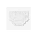 White bloomer with ruffled edges, part of the Paz Rodriguez Baby Girl Set Dress & Bloomer Alaia, Chalk Pink/White.