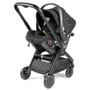 Peg Perego City Loop Infant Car Seat & Stroller Combo with Primo Viaggio 4-35 features a sleek black design, convenient storage, and safety indicators.