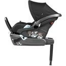 Infant car seat Peg Primo Viaggio Lounge in True Black, featuring a sleek design and safety instructions on the side.