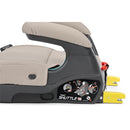 Backless booster car seat Peg Viaggio Shuttle in Mon Amour design, featuring safety indicators and attachment system.