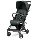 Ultra lightweight Peg Perego Volo stroller in dark green, featuring an adjustable canopy, reclining seat, and safety harness.