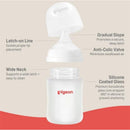 Pigeon 2Pk Silicone Coated Glass Baby Bottle, 8 oz. Features wide neck, anti-colic valve, and silicone coating for protection.