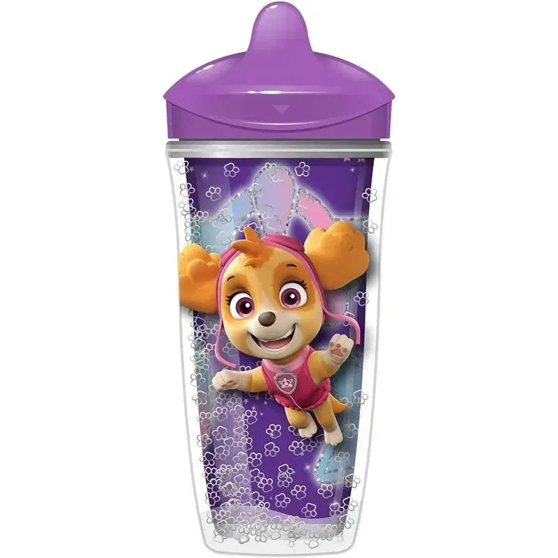 Playtex Baby Sipsters Stage 3 sippy cup featuring Skye from PAW Patrol, purple lid, 9 oz, spill-proof and insulated design.