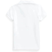 Short-sleeve white stretch mesh polo shirt for babies, featuring a classic collar and folded sleeves.
