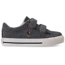 Grey Polo Ralph Lauren Easton II EZ sneaker featuring Velcro straps and an embroidered logo on the side.