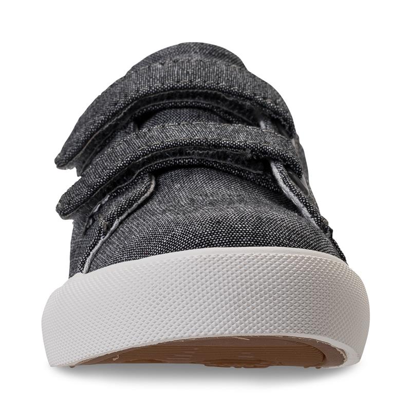 Grey Polo Ralph Lauren Easton II EZ sneaker featuring a textured upper, adjustable Velcro straps, and a white rubber sole.