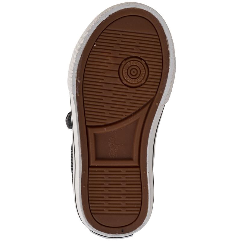 Grey Polo Ralph Lauren Easton Ii Ez Sneaker sole, featuring a textured brown rubber with logo detail and a white rim.