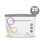 Microwave steam sterilizer bags by Primo Passi, designed for fast sterilization with 20 uses per bag.