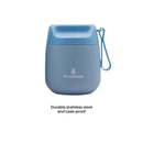 Primo Passi 12 oz insulated food jar in dusty blue, featuring durable stainless steel and a leak-proof design.
