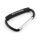 Black Primo Passi large stroller hook with a padded grip, designed for convenient attachment to strollers.