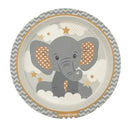 Bamboo fiber suction plate featuring a cartoon elephant design with polka-dotted ears and clouds.
