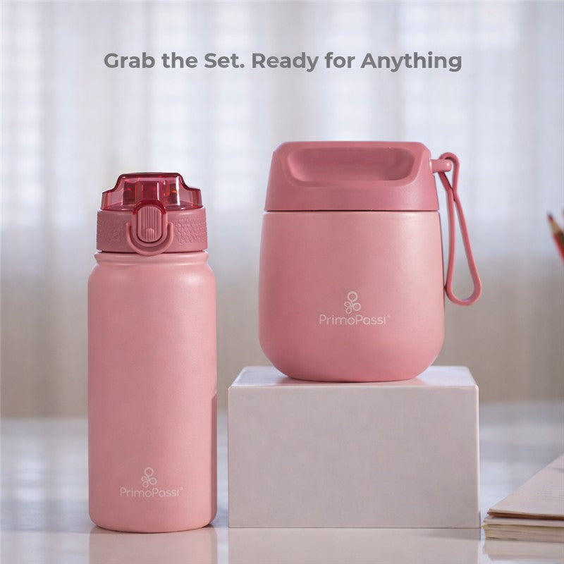 Primo Passi Insulated Bottle + Insulated Food Jar - Rose Pink Image 3