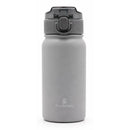 Insulated bottle in senior grey with textured grip and lid, featuring the Primo Passi logo.