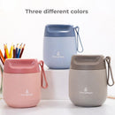 Insulated food jars for kids in pink, blue, and grey colors, featuring the Primo Passi logo and carrying straps.