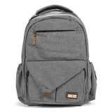 Grey melange Primo Passi PerTutti baby diaper bag backpack featuring multiple pockets and a casual design.