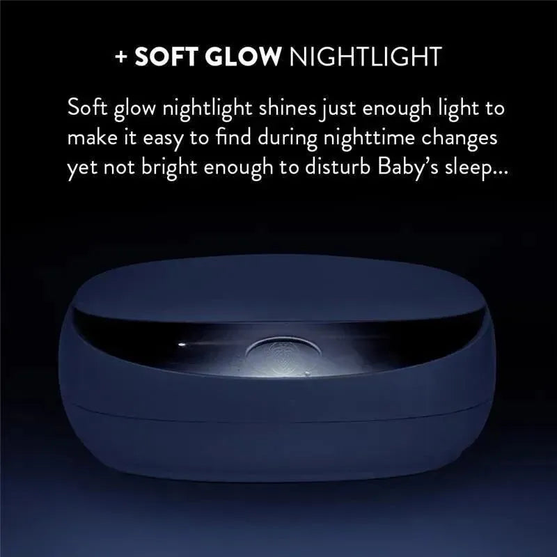 EVO Wipes Warmer by Prince Lionheart in white with a soft glow nightlight feature for nighttime use.