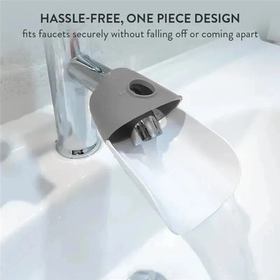 Faucet extender in Flash Bulb Fuchsia color attached to a faucet, designed to fit securely and direct water flow.