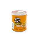 Pringles Cheddar Cheese potato crisps snack pack, 1.4 oz, featuring the classic Pringles logo and bright orange packaging.