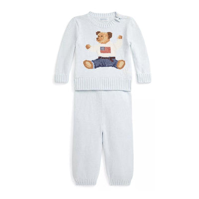 Ralph Lauren Baby - 2Pk Long Sleeve Cotton Novelty Flag Bear Sweater With Matching Pant Image 1