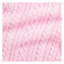 Pink knitted fabric with a cable pattern, representing the Ralph Lauren Baby sleeveless cotton sweater shortall.