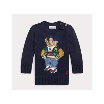 Ralph Lauren Baby - Boy Long-Sleeve Cotton Knit Back To School Bear Graphic Crewneck Sweater Image 1