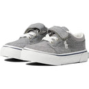 Grey Ralph Lauren Baby boy shoes with white laces, velcro strap, and a logo detail on the side.