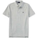 Short-sleeve grey heather polo shirt by Ralph Lauren Baby featuring a classic collar and small embroidered logo.