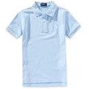 Ralph Lauren Baby Solid Office Blue Short-Sleeve Mesh Polo featuring a collar and a small logo on the chest.