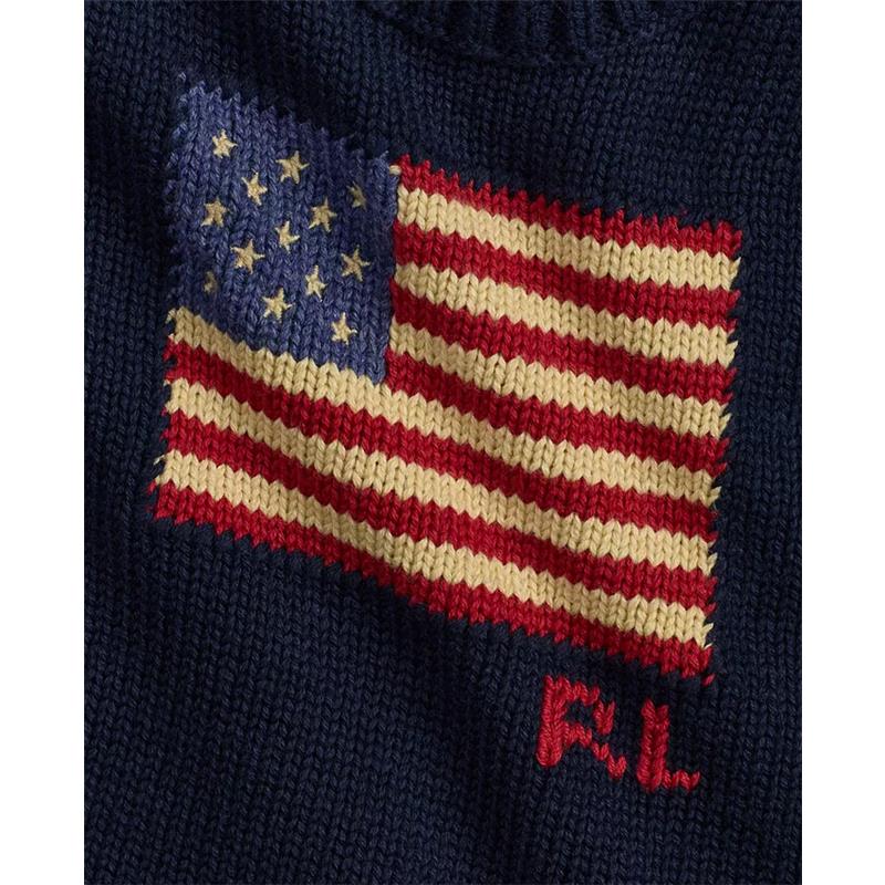Ralph Lauren Baby - Short-Sleeve Combed Cotton Flag Sweater Dress Image 3