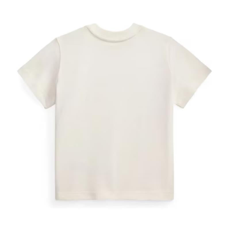 Short-sleeve crew neck T-shirt in deckwash white with a soft jersey knit fabric, featuring a simple, plain back design.