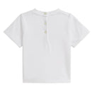Short-sleeve white polo t-shirt featuring a buttoned back; designed for babies by Ralph Lauren.