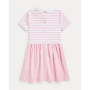 Ralph Lauren Baby - Short-Sleeve Ponte Roma Peter Pan Collar Striped Shirt Dress, Pink/White Image 4