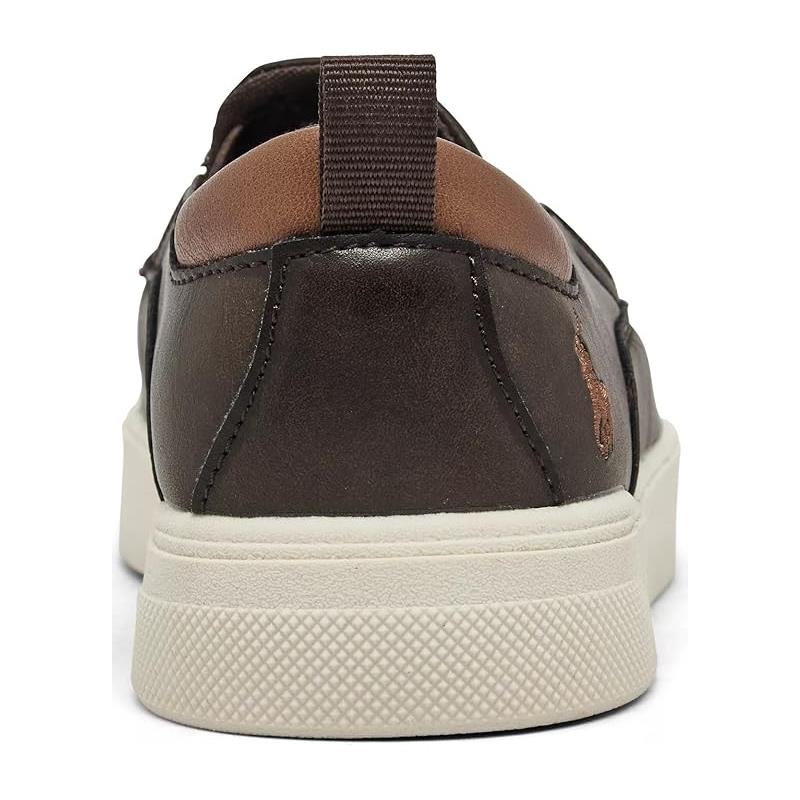 Chocolate brown and tan Ralph Lauren Baby-Toddler Filip sneakers, featuring a white sole and logo detail on the side.