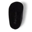 Black patent leather slipper for kids by Ralph Lauren, featuring a sleek design and embossed logo on the sole.