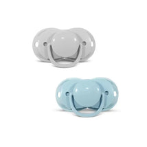 Two pacifiers from the Razbaby Keep It Kleen Pacifier 2Pk in Blue Moon and Cookies & Cream colors.