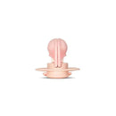Light pink pacifier from the Razbaby Keep It Kleen 2Pk, designed for infants with a hygienic cap.