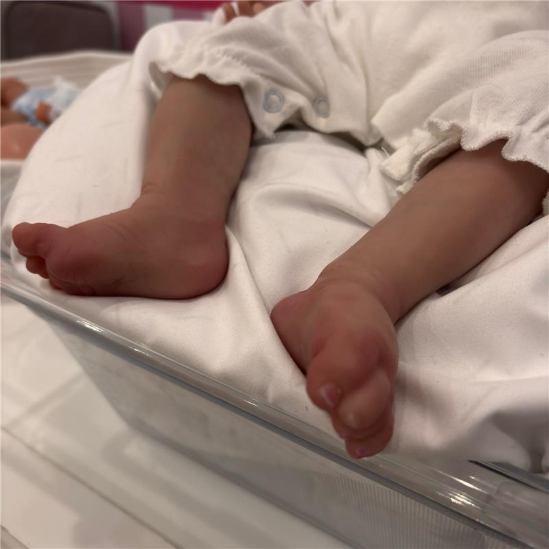 Reborn Baby Doll - Animatronic Model Silicone Baby Reborn Girl, Closed Eyes, Rooted Hair Image 5