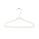 Cream-colored hanger with a silver hook, part of the Rose Textiles 15-pack set for organizing clothing.