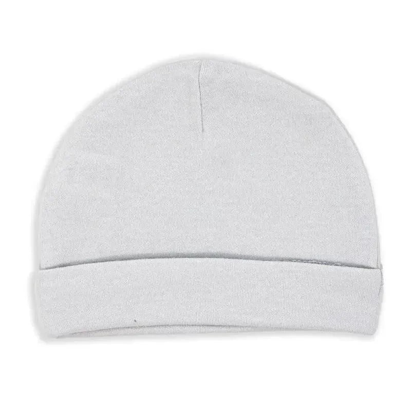 Grey knit beanie hat with a rolled cuff, part of a 2-pack set by Rose Textiles.