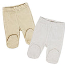 Beige and light beige footed pants set, featuring a soft texture and cozy fit, ideal for infants.