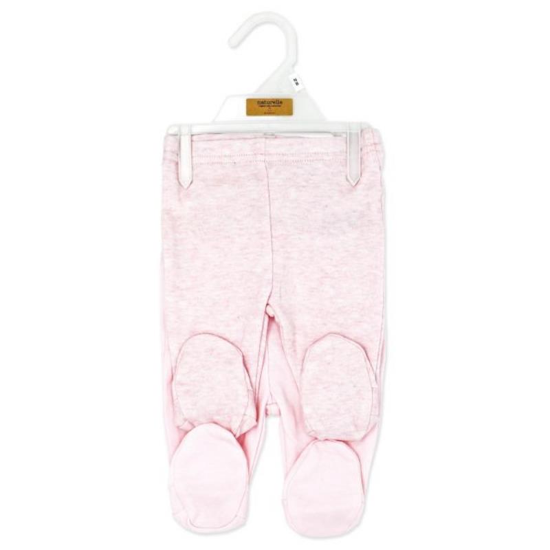Two-pack of footed pants from Rose Textiles in a soft pink color, featuring cozy footed bottoms and a comfortable waistband.