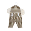 3Pk Baby Boy Waffle Pant & Hat Set in oatmeal brown with striped pants and matching hat, designed for infant use.